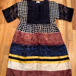 EUC XS norblack norwhite velour dress with pockets